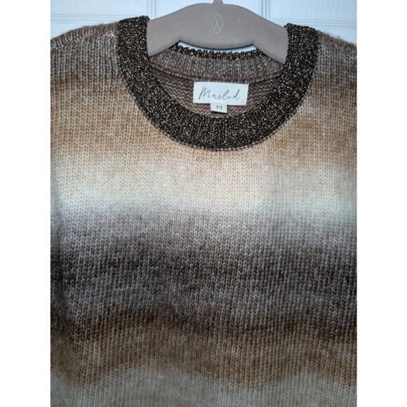 NWT Marled Brown Metallic Striped Knit Vest Top M | Vintage Retro 70s Sweater - Picture 2 of 7